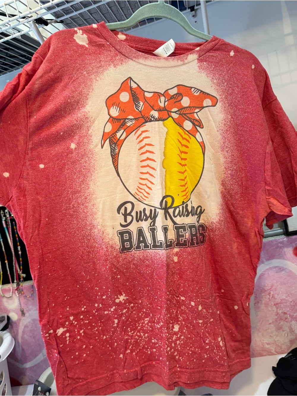 Girls' Tie-Dye Short Sleeve Tee with Yellow Softball Graphic